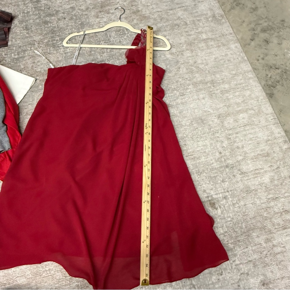 Pretty Maids One Shoulder Beaded Strap Cocktail Scarlet Mini Dress Vintage - Picture 9 of 9